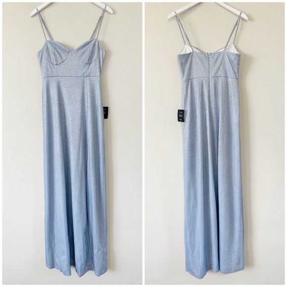 Lulus Dresses & Skirts - Lulus Lucky For You Light Blue Glitter Bustier Maxi Dress